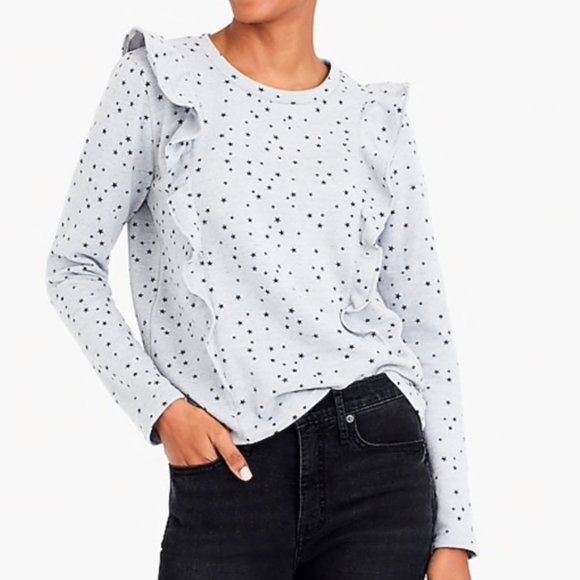 J. Crew Tops - J. Crew star print ruffle sweatshirt size XL
